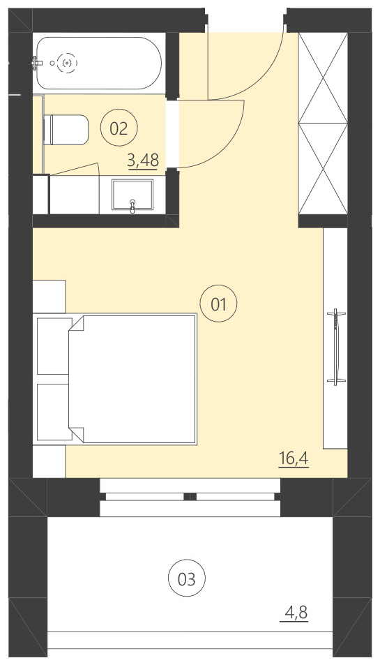 Rzut apartamentu 105E