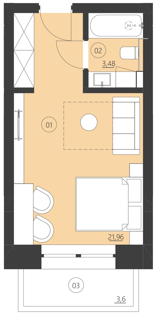 Rzut apartamentu 106E