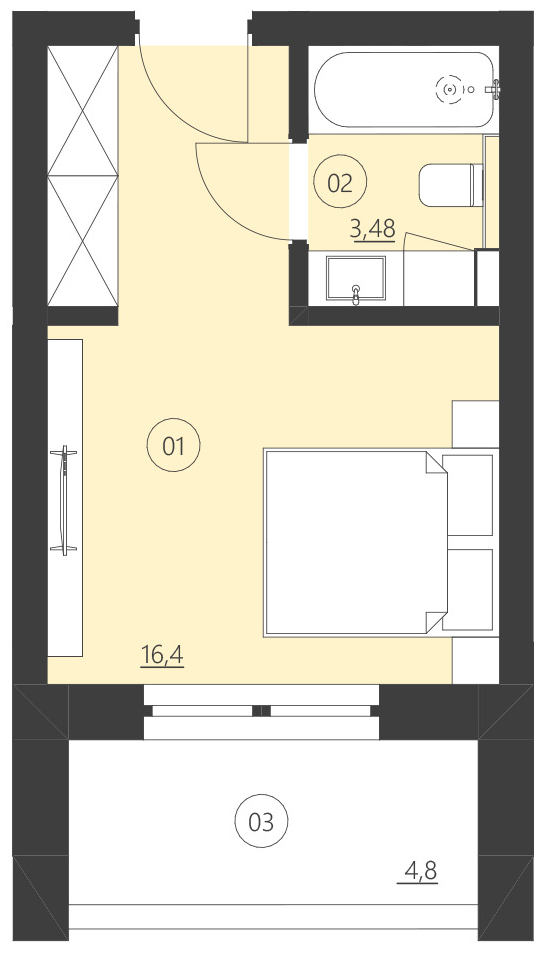 Rzut apartamentu 107E