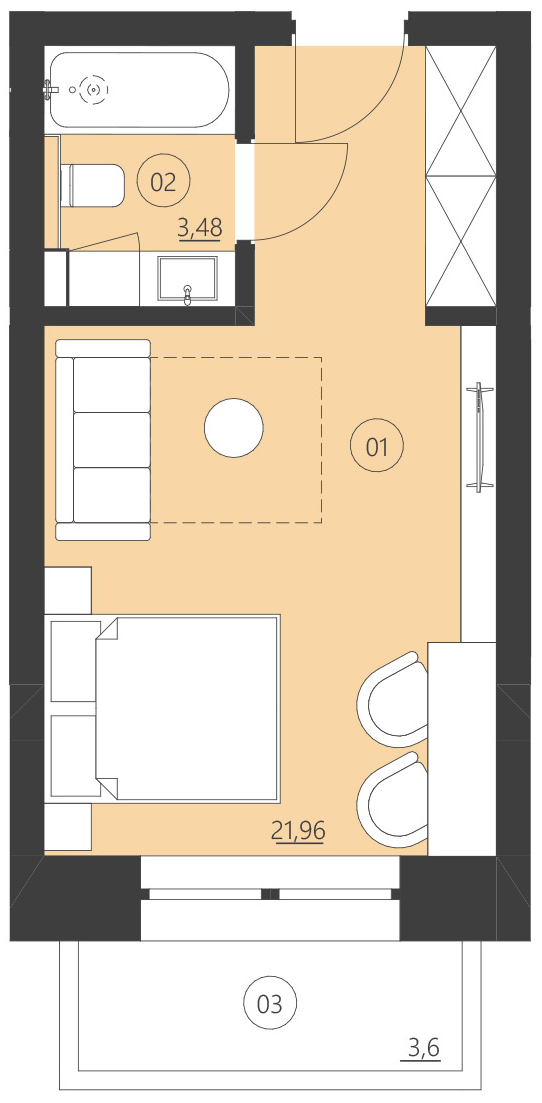 Rzut apartamentu 108E