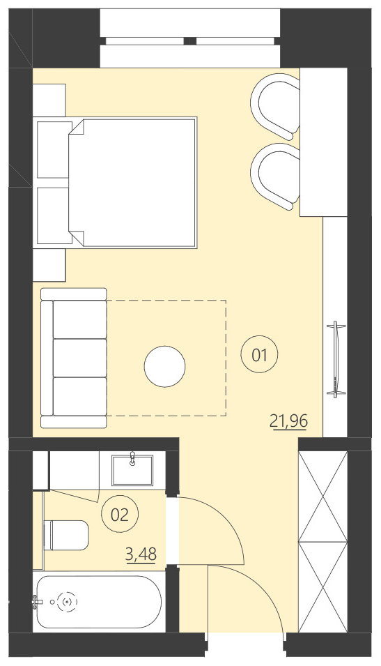Rzut apartamentu 111E