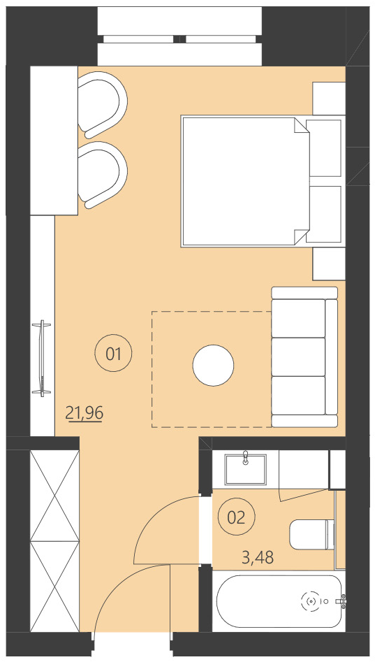 Rzut apartamentu 112E