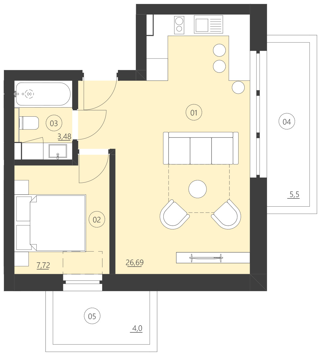 Rzut apartamentu 203E