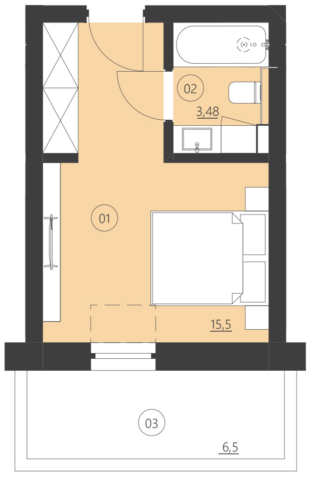 Rzut apartamentu 206E