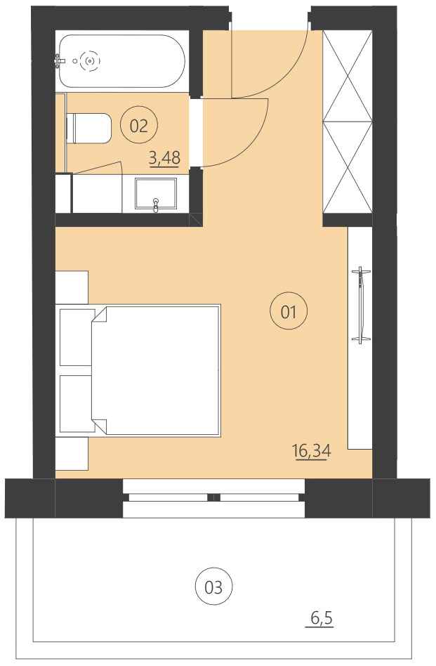 Rzut apartamentu 208E