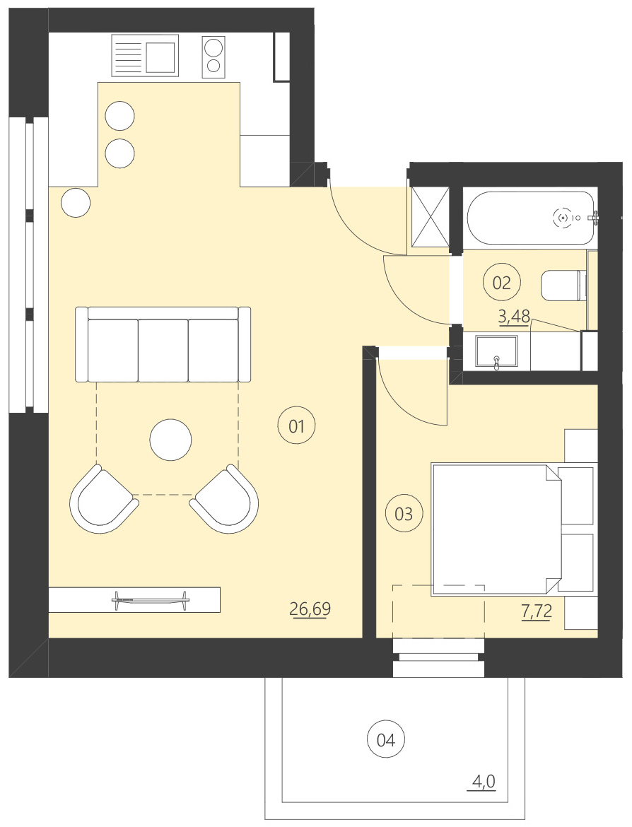 Rzut apartamentu 209E