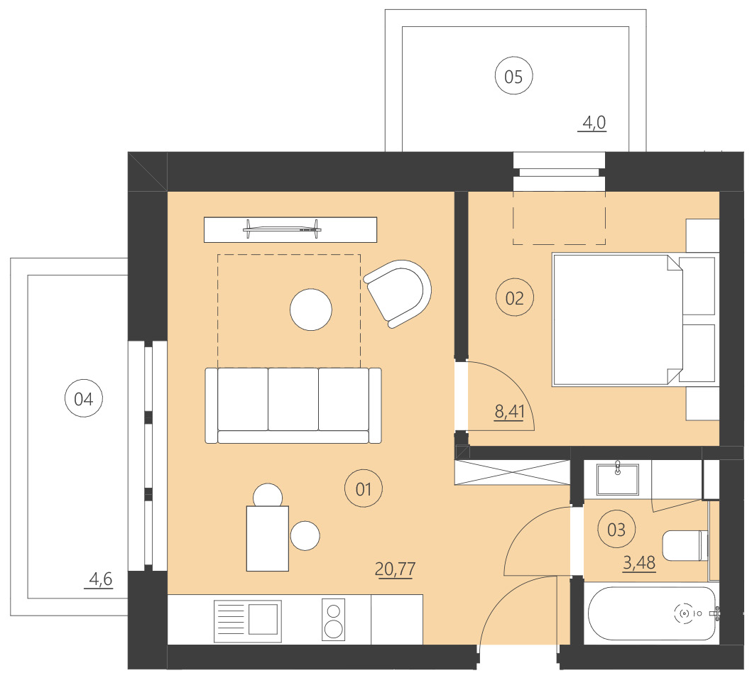 Rzut apartamentu 210E