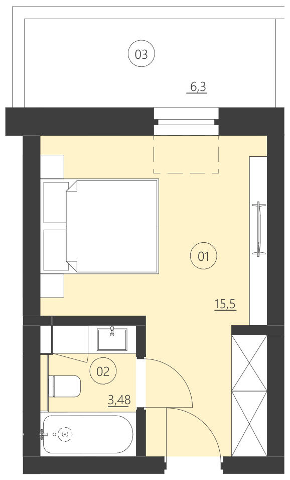 Rzut apartamentu 211E