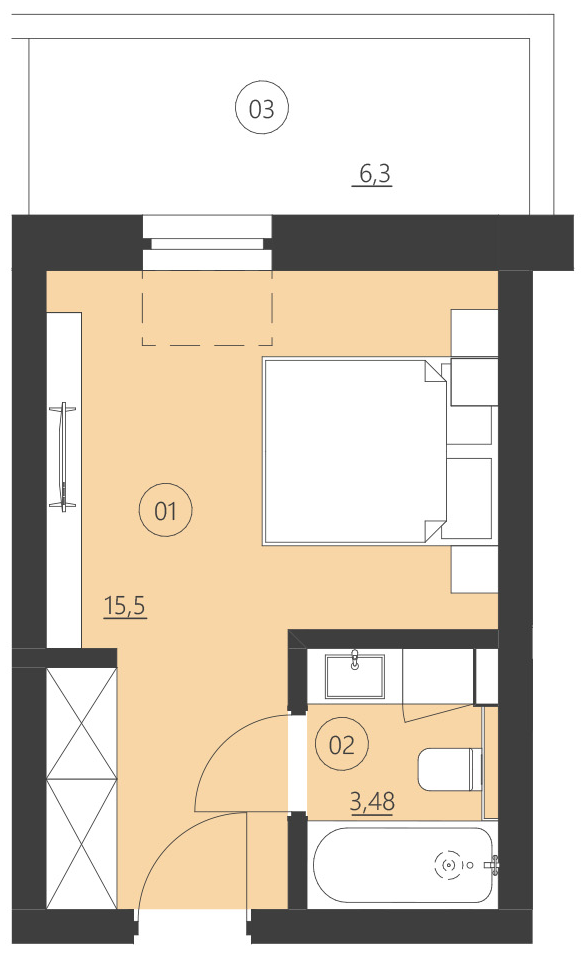 Rzut apartamentu 212E