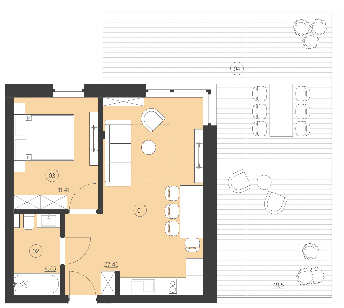 Rzut apartamentu 001F