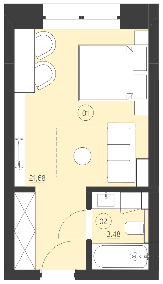 Rzut apartamentu 101F