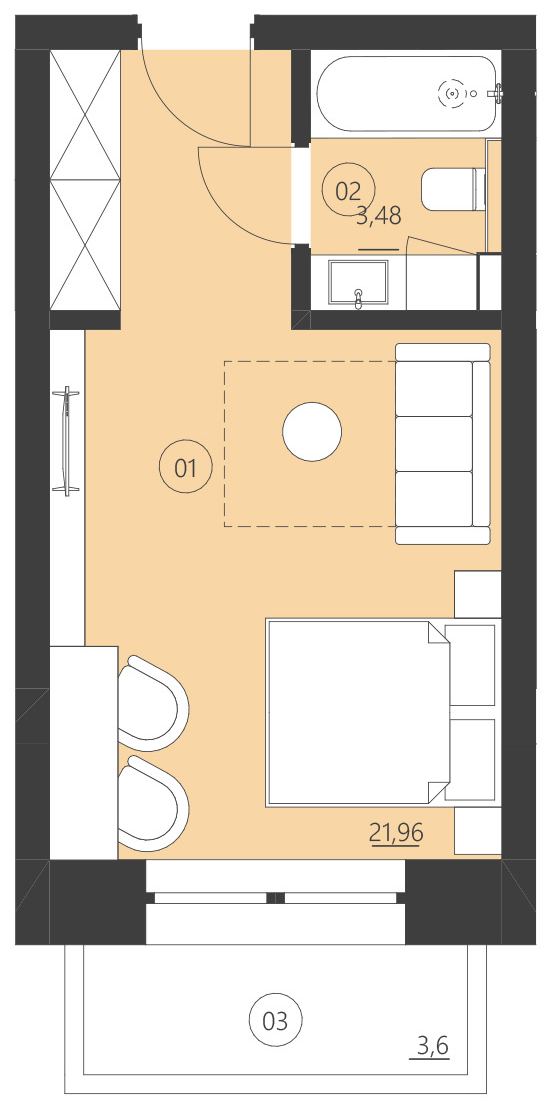 Rzut apartamentu 104F