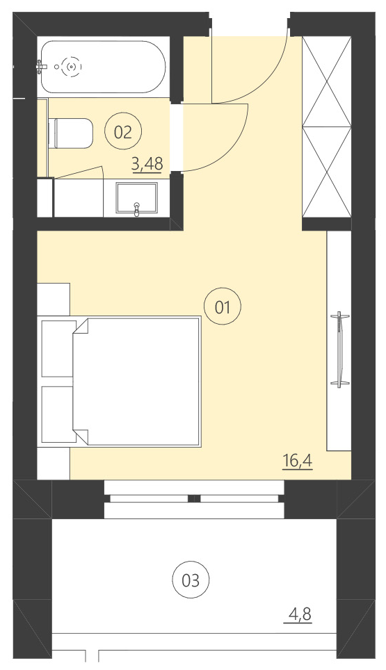 Rzut apartamentu 105F