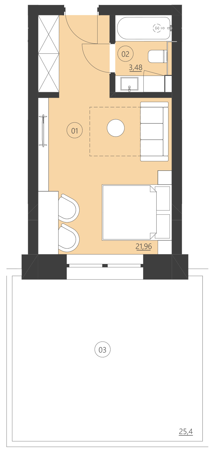Rzut apartamentu 106F