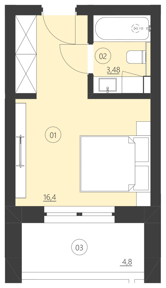 Rzut apartamentu 107F