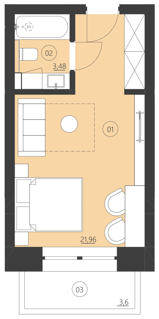 Rzut apartamentu 108F