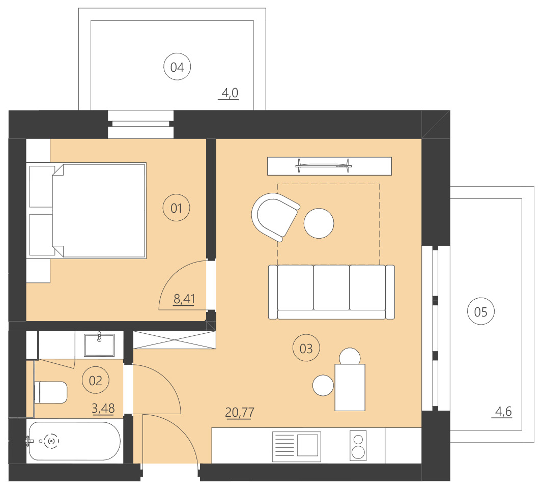 Rzut apartamentu 202F