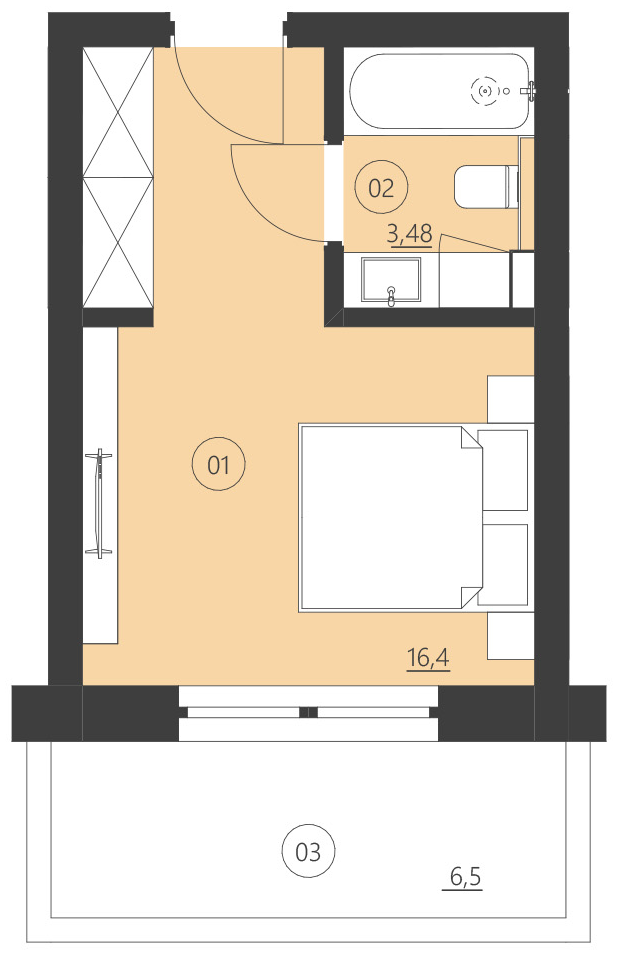 Rzut apartamentu 204F