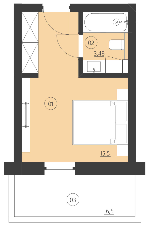 Rzut apartamentu 206F