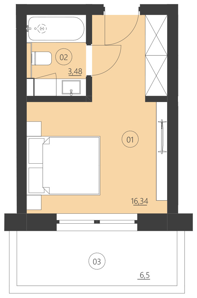 Rzut apartamentu 208F