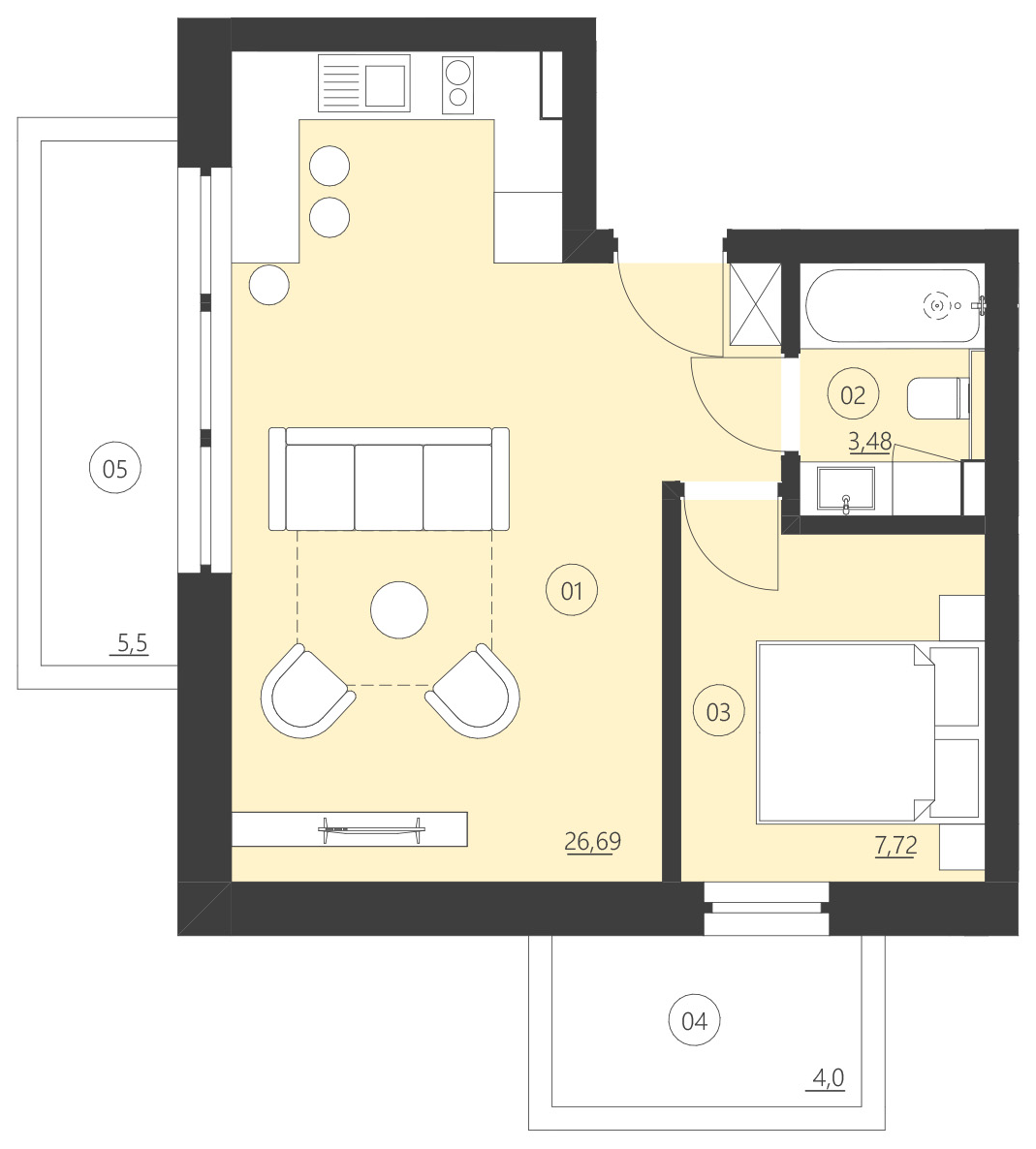 Rzut apartamentu 209F