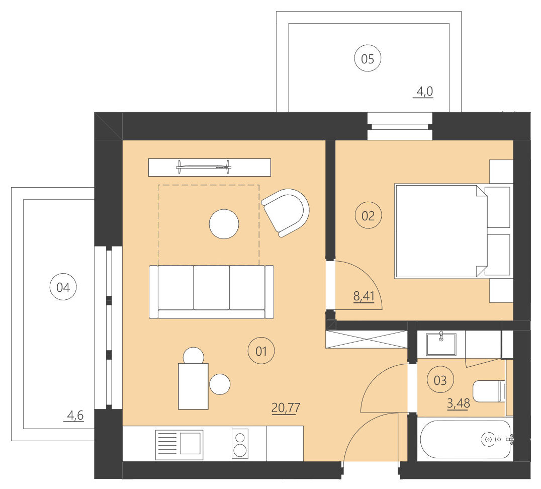 Rzut apartamentu 210F
