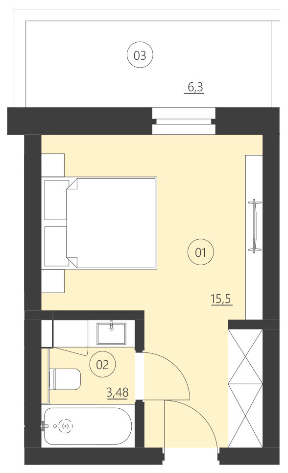 Rzut apartamentu 211F