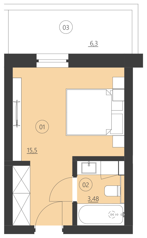 Rzut apartamentu 212F